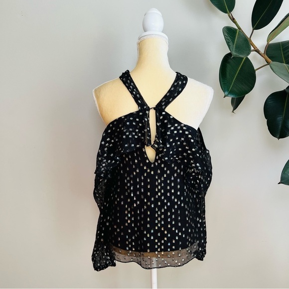 Revolve Saylor Metallic Black Lurex cold shoulder top - Picture 7 of 9